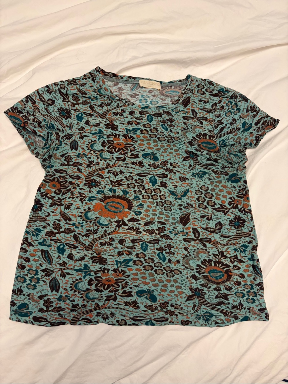 Ulla Johnson Floral Cotton Tee – Size L – Fitted – New York Designer